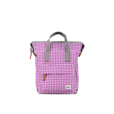 Roka Bantry B Purple Gingham Recycled Canvas Backpack - Small