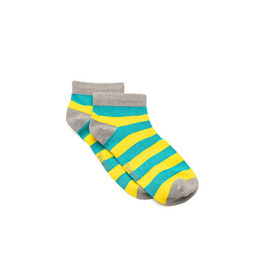 Polly & Andy Bamboo Seam Free Green and Yellow Stripe Ankle Socks