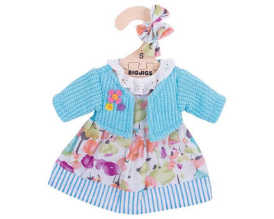 Bigjigs Turquoise Cardigan and Dress for Small Doll