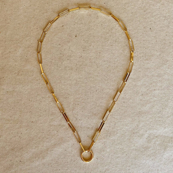 GoldFi 18k Gold Filled Paperclip Necklace with Carabine Clasp