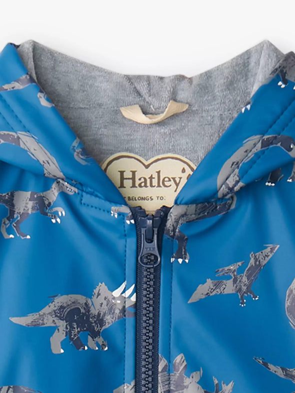 Hatley Broken Dino Stamp Zip Up Rain Jacket
