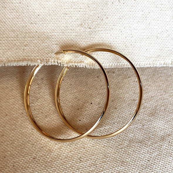 GoldFi 18k Gold Filled 5cm Hollow Continuous  Hoop Earrings