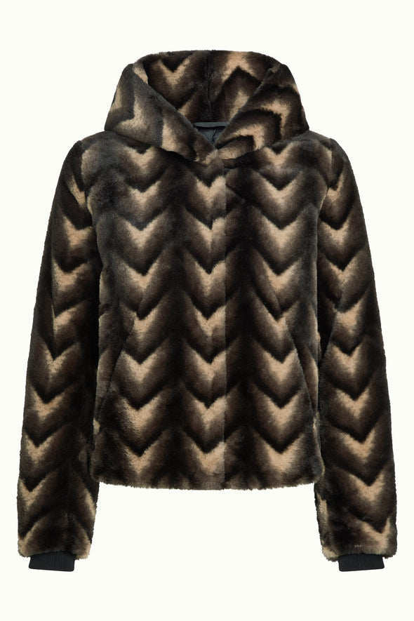 King Louie Judy Deco Faux Fur Hooded Jacket
