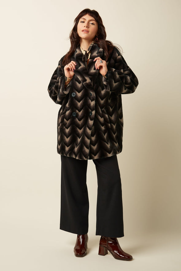 King Louie Shiya Deco Faux Fur Kimono Coat
