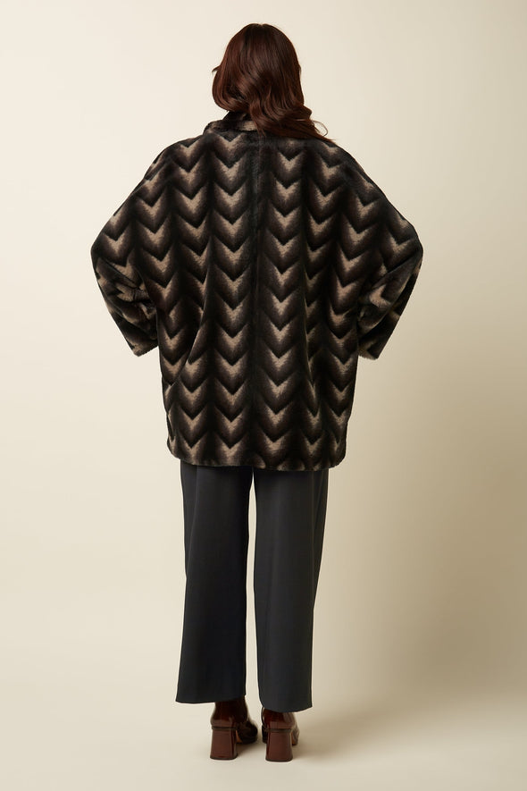 King Louie Shiya Deco Faux Fur Kimono Coat