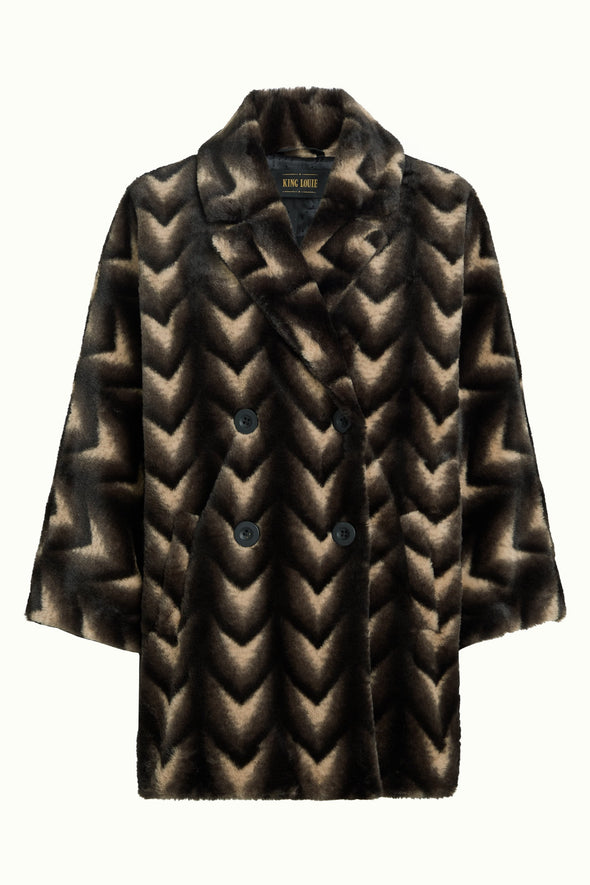 King Louie Shiya Deco Faux Fur Kimono Coat