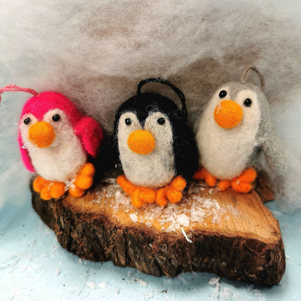 Felt So Good - Handmade Felt Christmas Baby Penguin Black Decoration