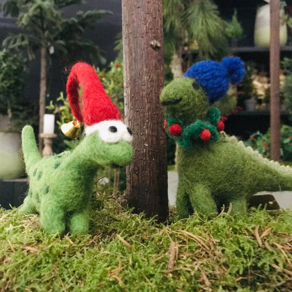 Felt So Good - Handmade Biodegradable Felt Hanging Cosy Dinosaur Christmas