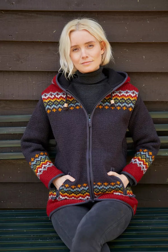 Pachamama Women's Clifden Charcoal Fleece Lined Hoodie