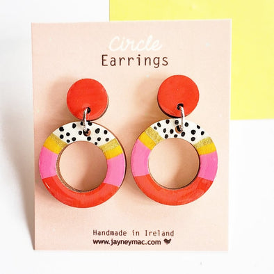 Jayney Mac Red Circle Earrings