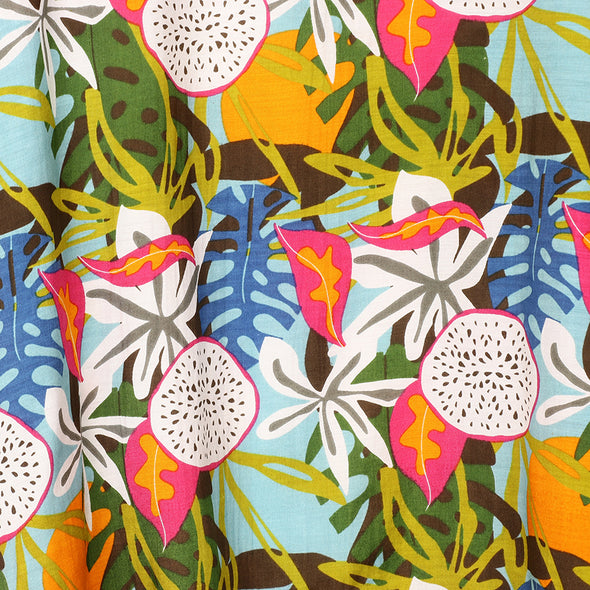 POM Short Tropical Flower and Dragonfruit Print Kimono