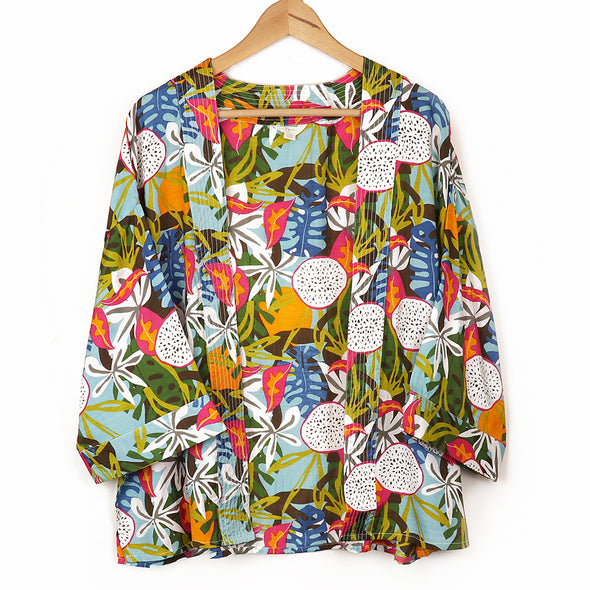 POM Short Tropical Flower and Dragonfruit Print Kimono