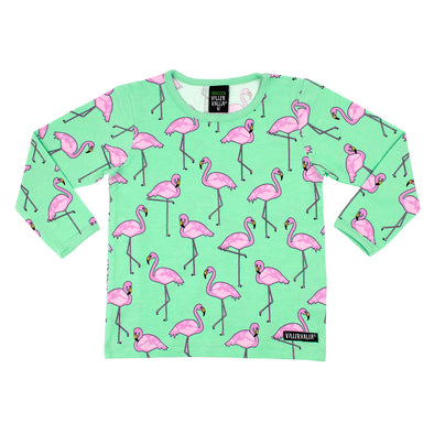Villervalla Flamingo Print Long Sleeved Top
