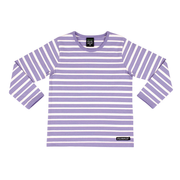 Villervalla Lavender Striped Organic Cotton Long Sleeved Top