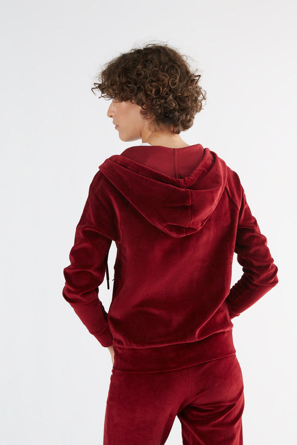 Leela Cotton Women's Bordeaux Organic Cotton Velour Hoodie