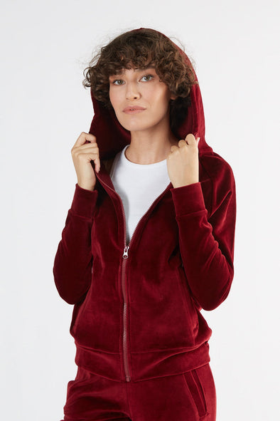 Leela Cotton Women's Bordeaux Organic Cotton Velour Hoodie