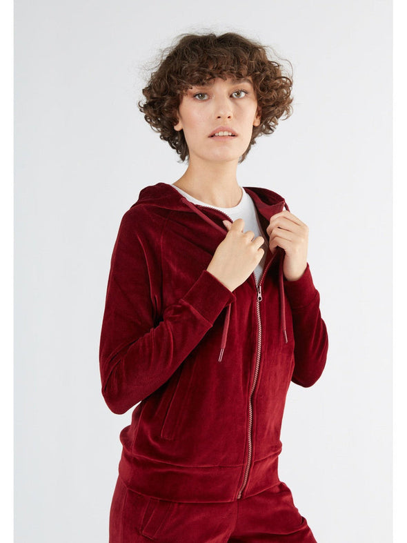 Leela Cotton Women's Bordeaux Organic Cotton Velour Hoodie