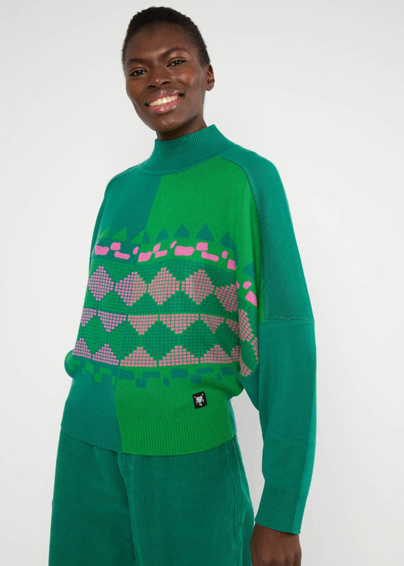 Blutsgeschwister Green Diamond Loom Egg Batwing Jumper