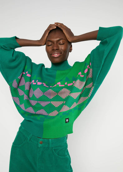 Blutsgeschwister Green Diamond Loom Egg Batwing Jumper
