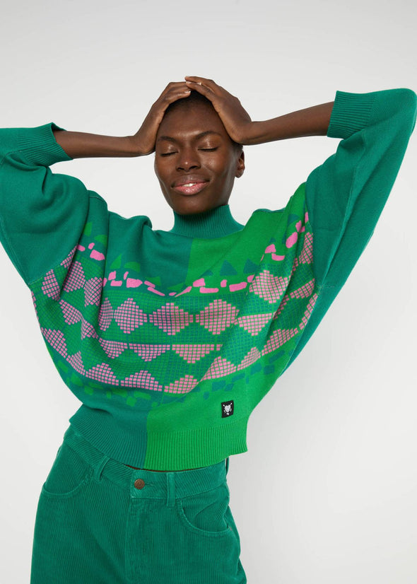 Blutsgeschwister Green Diamond Loom Egg Batwing Jumper