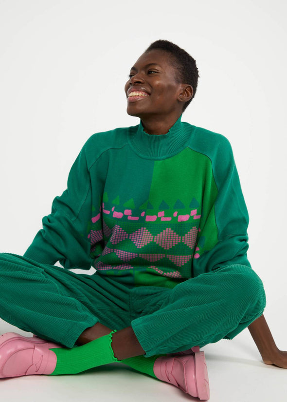 Blutsgeschwister Green Diamond Loom Egg Batwing Jumper