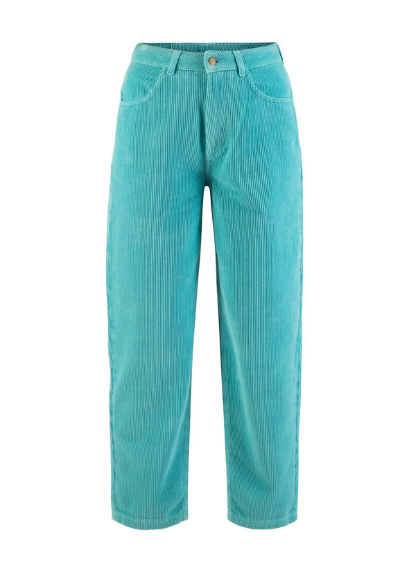Blutsgeschwister Clever Fox Turquoise High Waist Olotte Cord Trousers