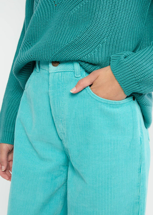 Blutsgeschwister Clever Fox Turquoise High Waist Olotte Cord Trousers
