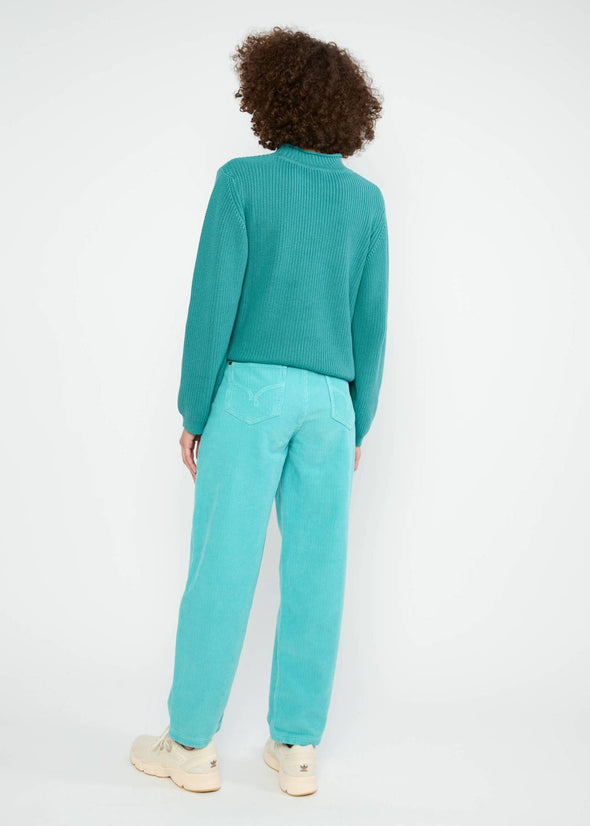 Blutsgeschwister Clever Fox Turquoise High Waist Olotte Cord Trousers