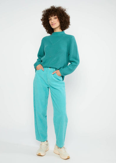 Blutsgeschwister Clever Fox Turquoise High Waist Olotte Cord Trousers
