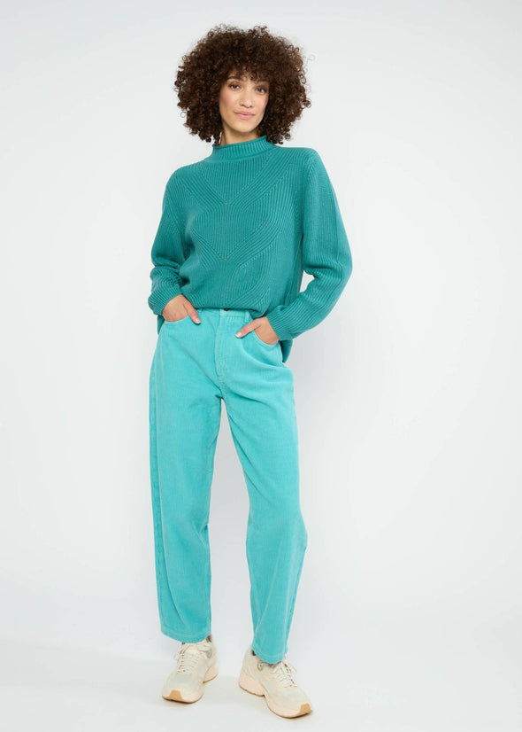 Blutsgeschwister Clever Fox Turquoise High Waist Olotte Cord Trousers