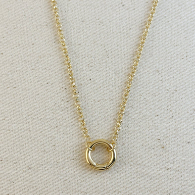 GoldFi 18k Gold Filled Rolo Chain Necklace Featuring Carabiner Clasp