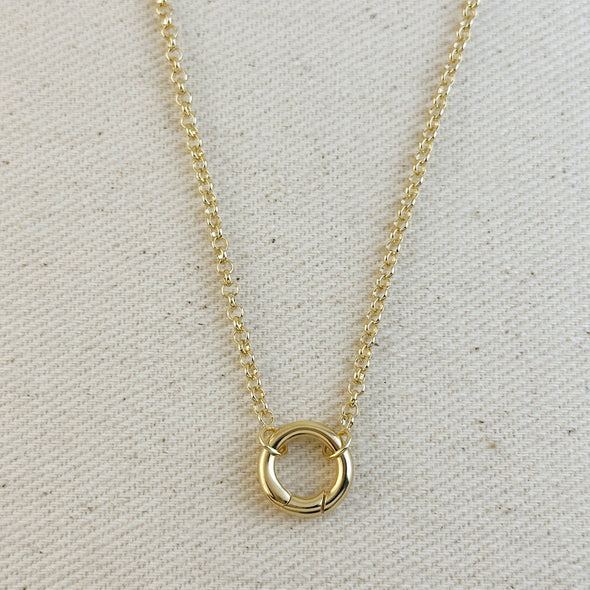 GoldFi 18k Gold Filled Rolo Chain Necklace Featuring Carabiner Clasp