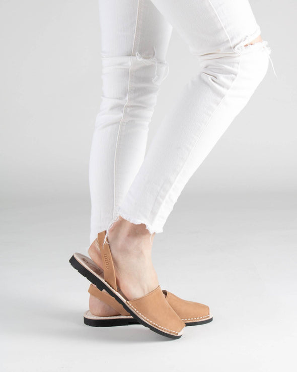 MIBO Classic Menorcan Avarca Beige Leather Sandal