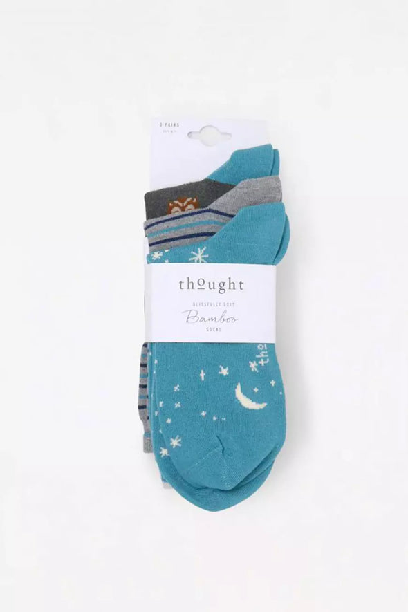 Thought Women's River Night Sky Organic Cotton 3-pack Socks