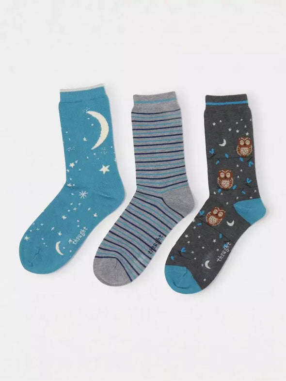 Thought Women's River Night Sky Organic Cotton 3-pack Socks