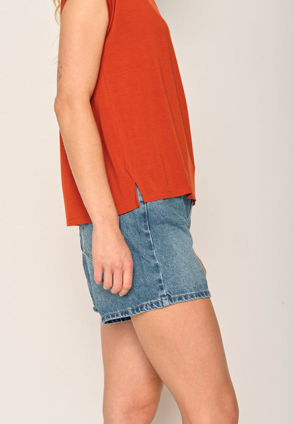 Greenbomb Women's Basic Timid Clay Red Top