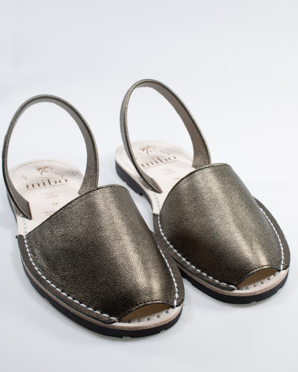 MIBO Classic Menorcan Avarca Old Silver Leather Sandal