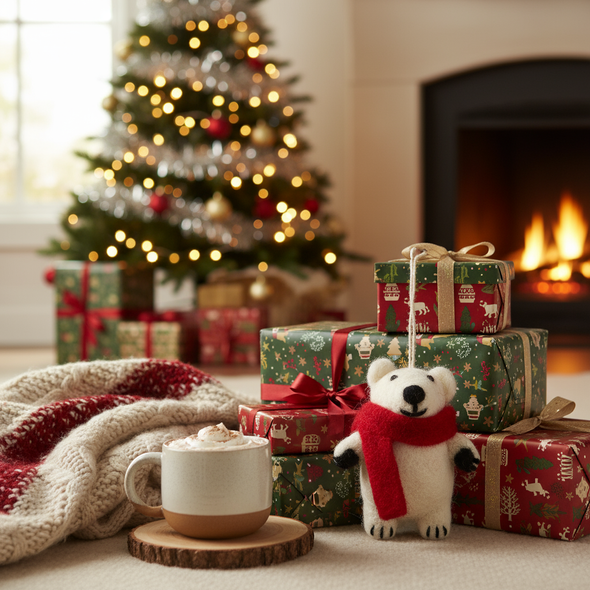 Felt So Good - Hanging Felt Pedro Polar Bear Handmade Felt Decoration