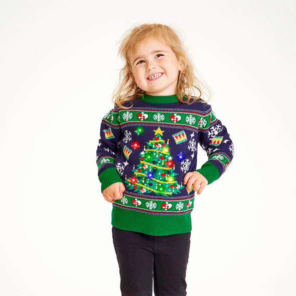 Happy Seasons - Christmas tree navy Christmas sweater - child.