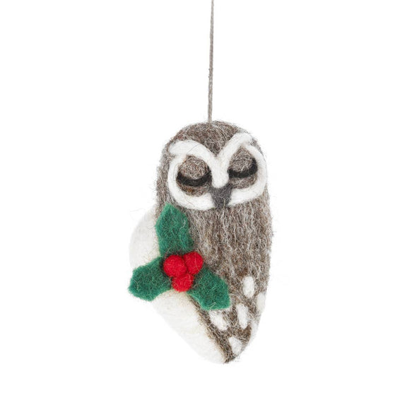 Felt So Good - Handmade Felt Carol the Christmas Owl Hanging Decoration