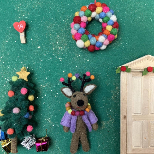 Felt So Good - Handmade Felt Donner the Neon Reindeer Christmas Decoration