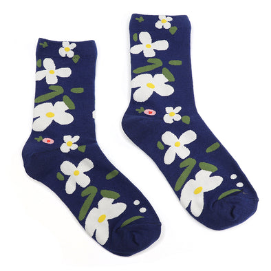 POM Women's Navy Floral Recycled and Organic Cotton Socks