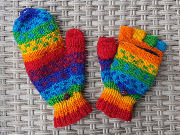 Cool Trade Winds Adult Rainbow Foldover Mitten Gloves