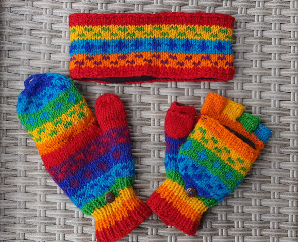 Cool Trade Winds Adult Rainbow Foldover Mitten Gloves