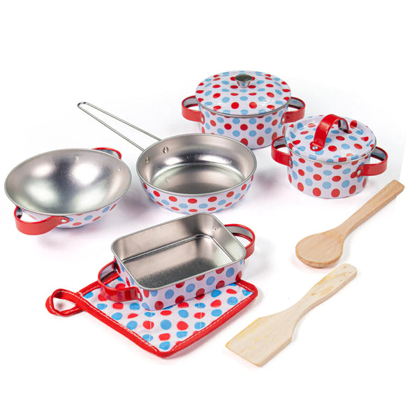 Bigjigs Spotty Tin Cookware Set