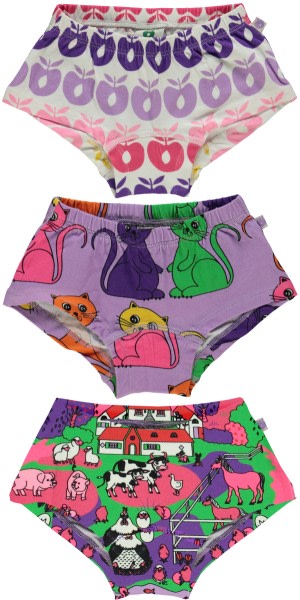Småfolk Purple Cats 3-Pack Girls' Underwear
