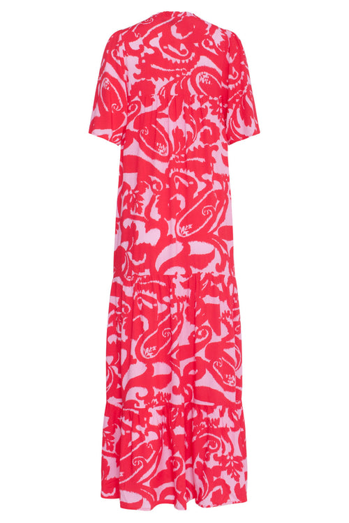 Smashed Lemon Pink and Red Floral Baroque Maxi Dress