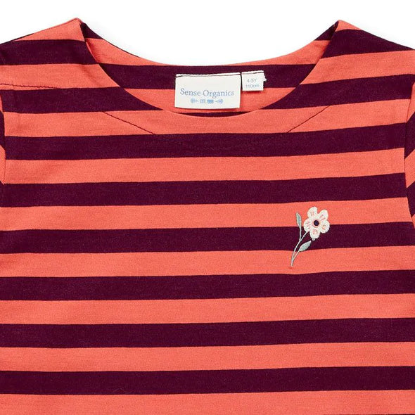 Sense Organics Aluna Coral / Plum Striped Top