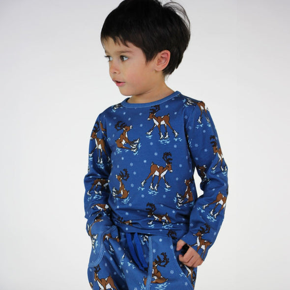 Småfolk Federal Blue Reindeer Top