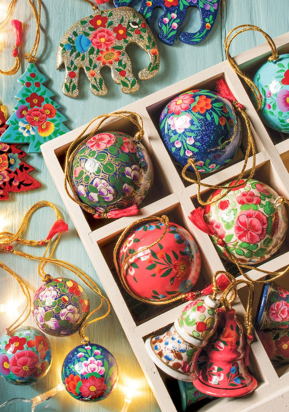 Namaste  Hand Painted Papier Mache Bauble